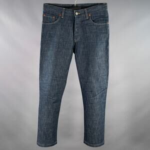 GUCCI Size 28 Blue Contrast Stitch Cotton Straight Button Fly Jeans